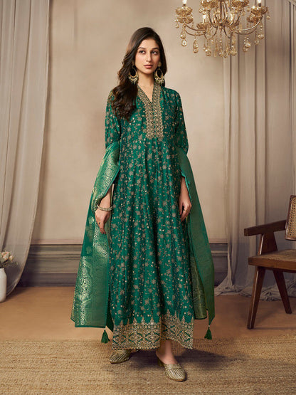 Luminous Essence Anarkali Suit Green