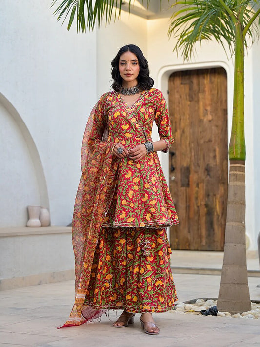 Soft Petal Sharara Suit Multi