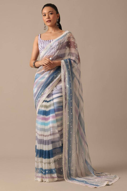 Georgette Sky Bloom Saree Multi Color