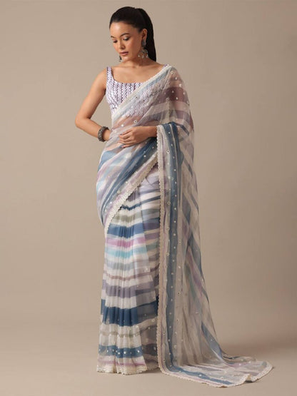 Georgette Sky Bloom Saree Multi Color