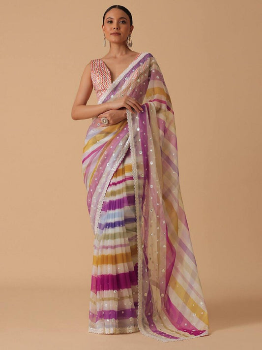 Georgette Sky Bloom Saree Multi Color