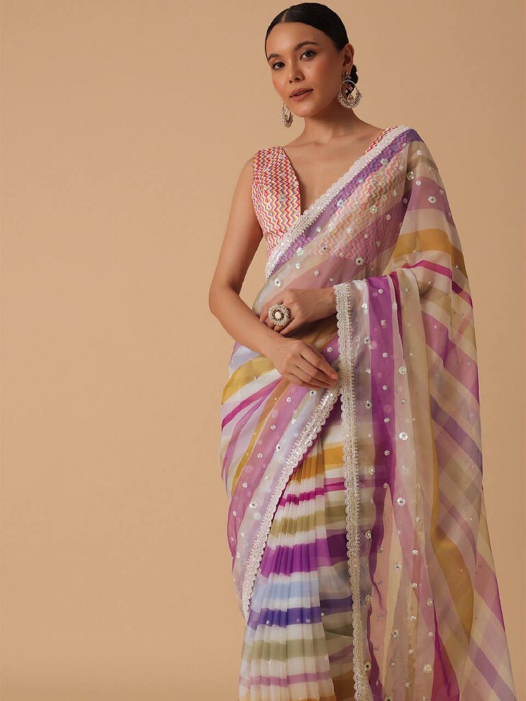 Georgette Sky Bloom Saree Multi Color