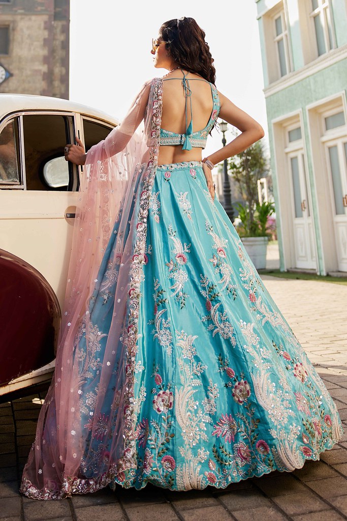 Maharani Rajsi Lehenga Choli Turquoise Blue