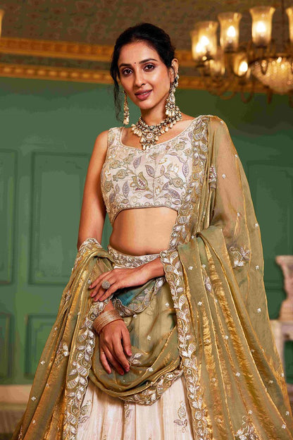 Mahal Rang Lehenga Choli Off White