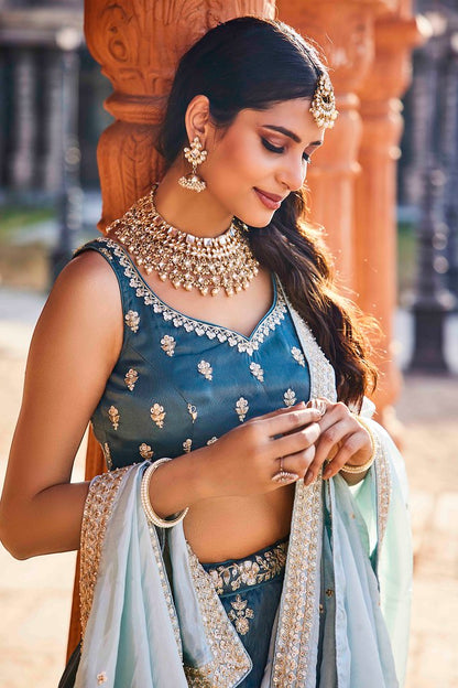 Mahal Rang Lehenga Choli Blue