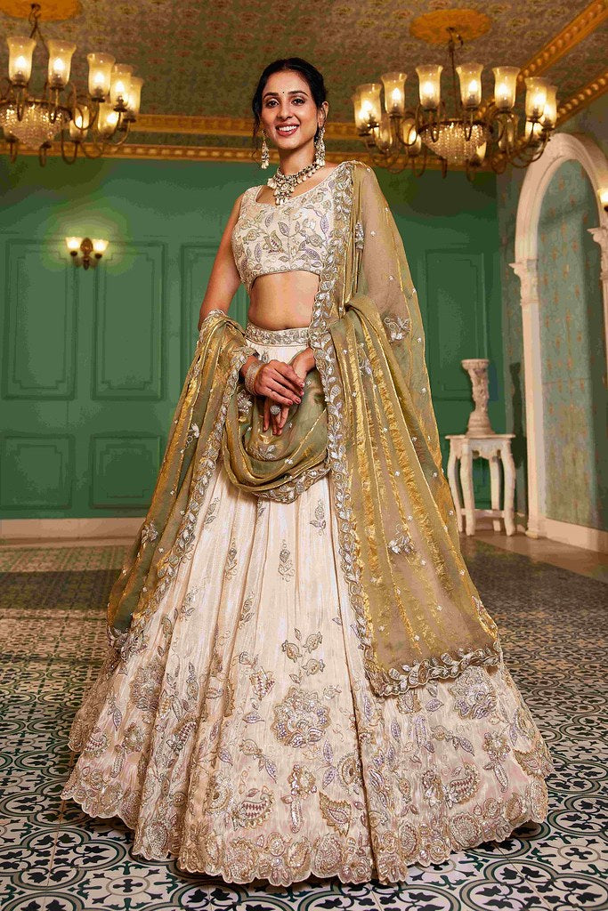 Mahal Rang Lehenga Choli Off White