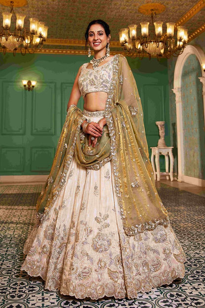 Mahal Rang Lehenga Choli Off White