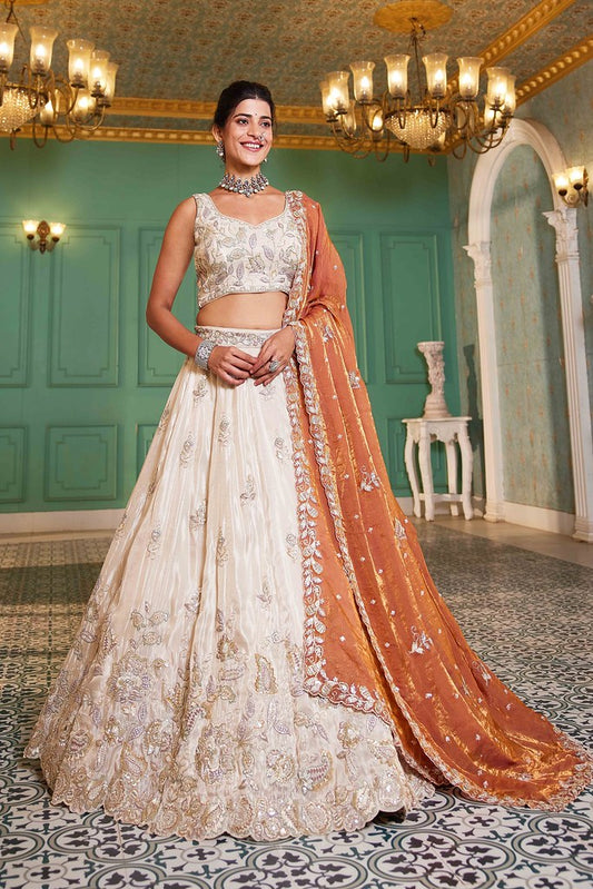 Mahal Rang Lehenga Choli Off White