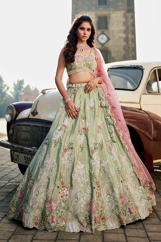 Maharani Rajsi Lehenga Choli Lime Green