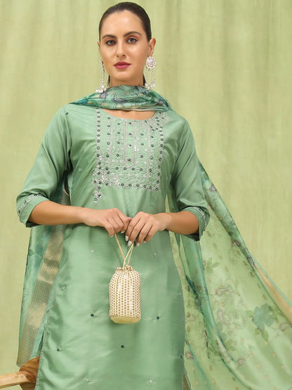 Royal Hues Silk Blend Suits Pista