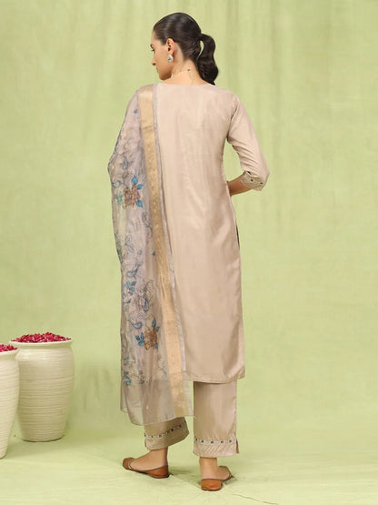 Royal Hues Silk Blend Suits Biege