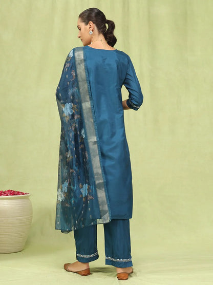 Royal Hues Silk Blend Suits Blue