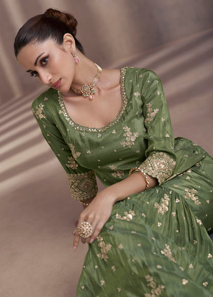 Regal Salwar Suit Olive Green