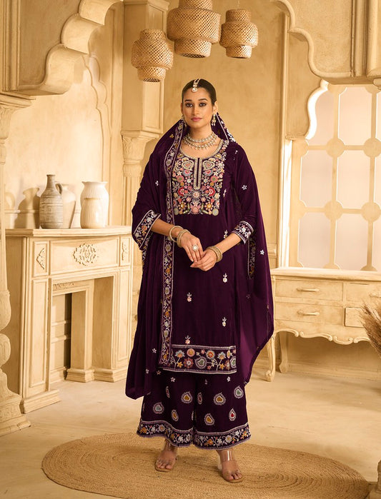 Velvet Viraasat Suits Collection Wine