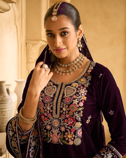 Velvet Viraasat Suits Collection Wine