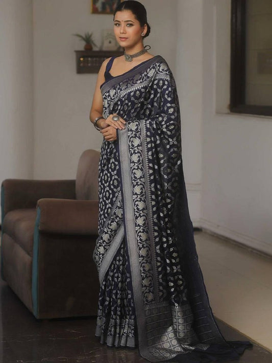 Noor Sagar Saree Collection Navy Blue