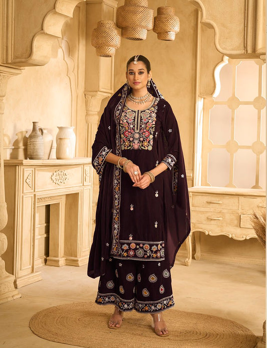Velvet Viraasat Suits Collection Brown