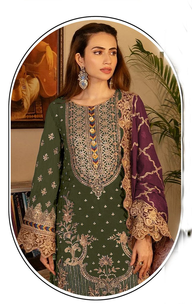 Georgette Glam Suits Collection Mehendi Green
