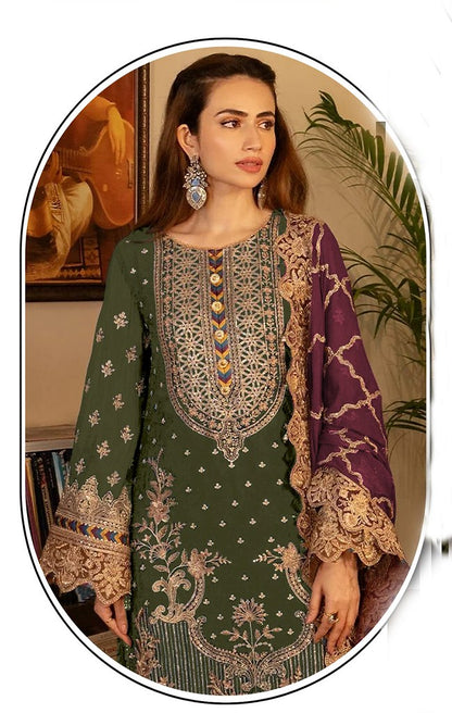 Georgette Glam Suits Collection Mehendi Green