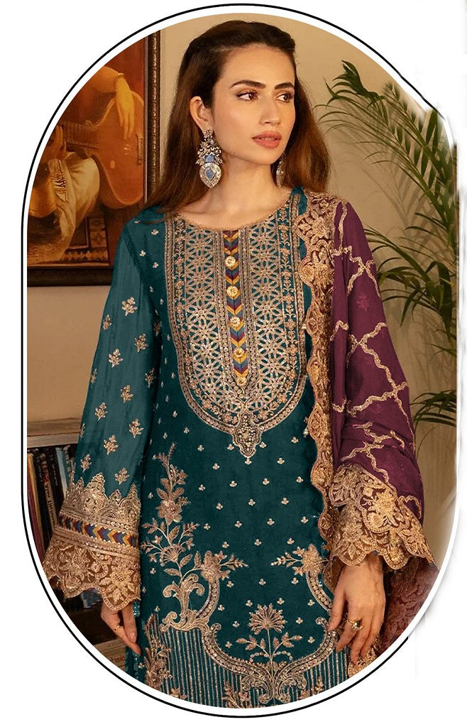 Georgette Glam Suits Collection Teal