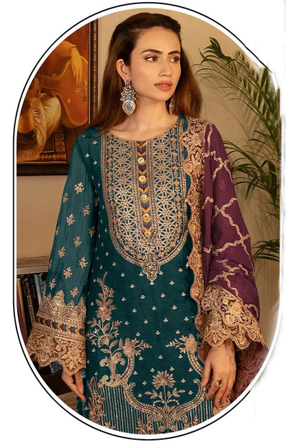 Georgette Glam Suits Collection Teal