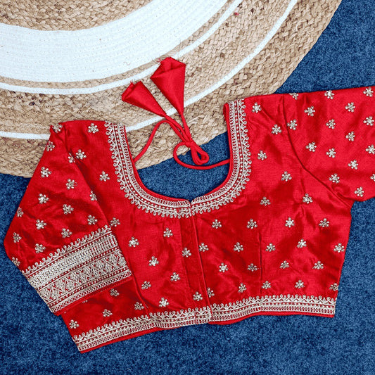 Classic Milan Silk Blouse Red