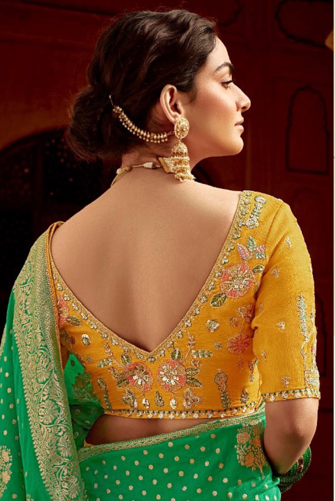 Silken Saaj Saree Collection Rama Green