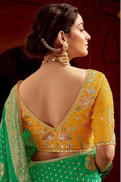 Silken Saaj Saree Collection Rama Green