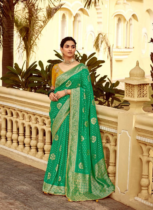 Silken Saaj Saree Collection Rama Green