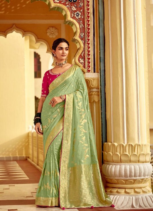 Silken Saaj Saree Collection Pista