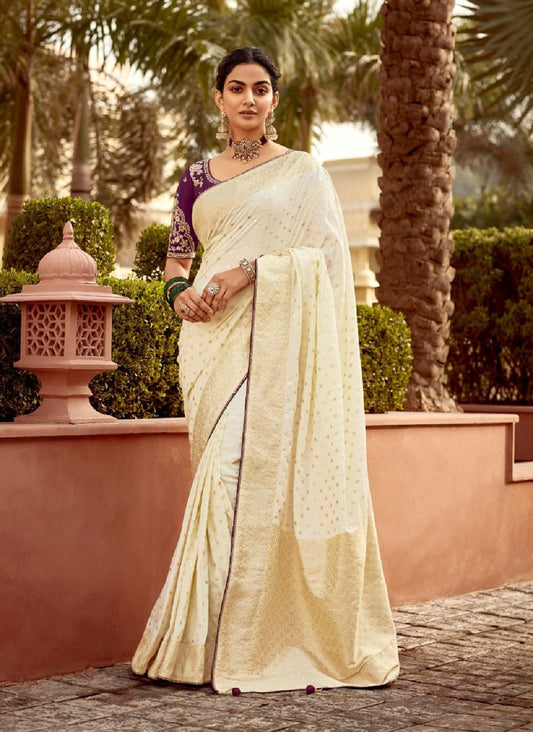 Silken Saaj Saree Collection Cream