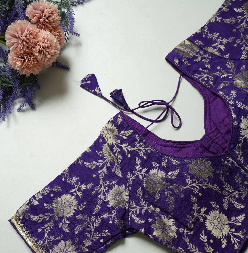 SilkSootra Blouse Line Blue Purple