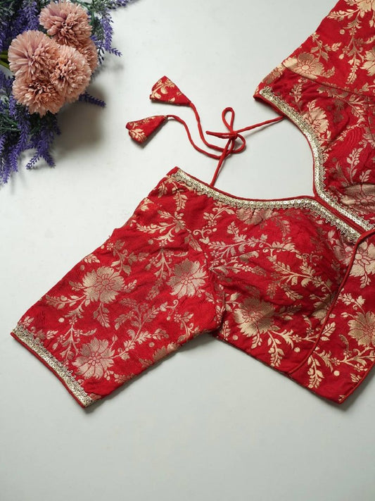 SilkSootra Blouse Line Red