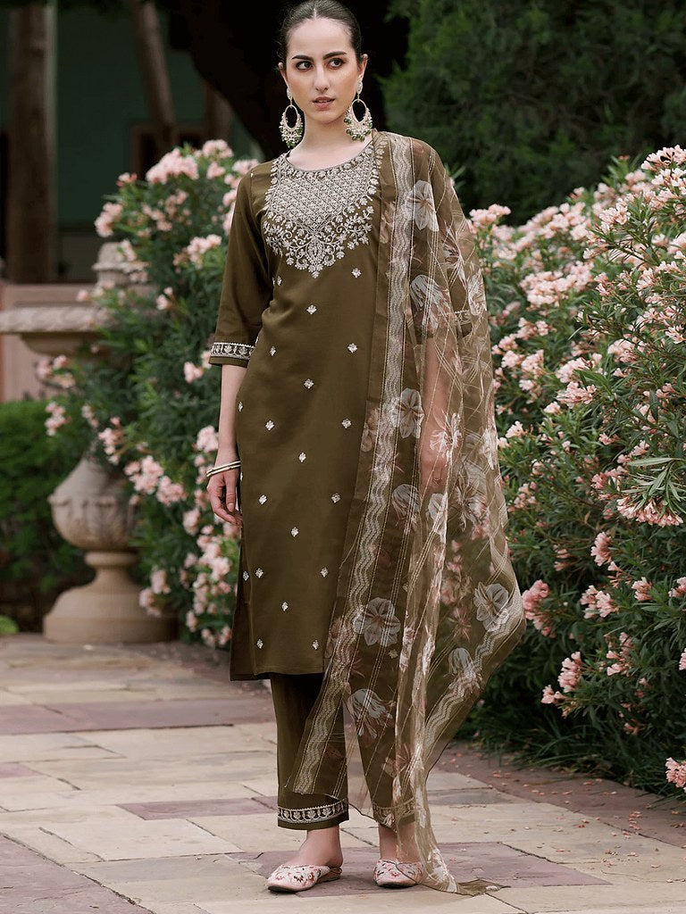 Zyra Suits Collection Mehendi Green