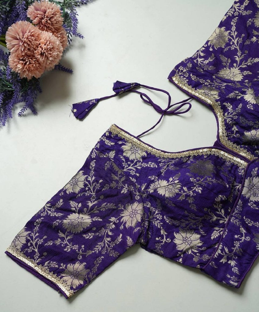 SilkSootra Blouse Line Blue Purple
