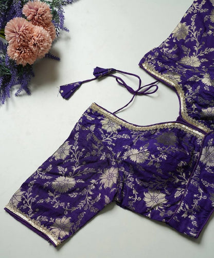 SilkSootra Blouse Line Blue Purple