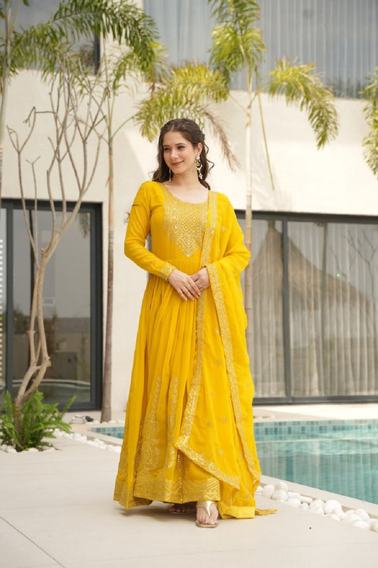 IndiePhulkari Gown Collection Yellow