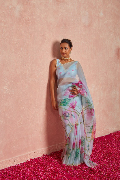 Aasmaani Saaz Saree Collection Sky