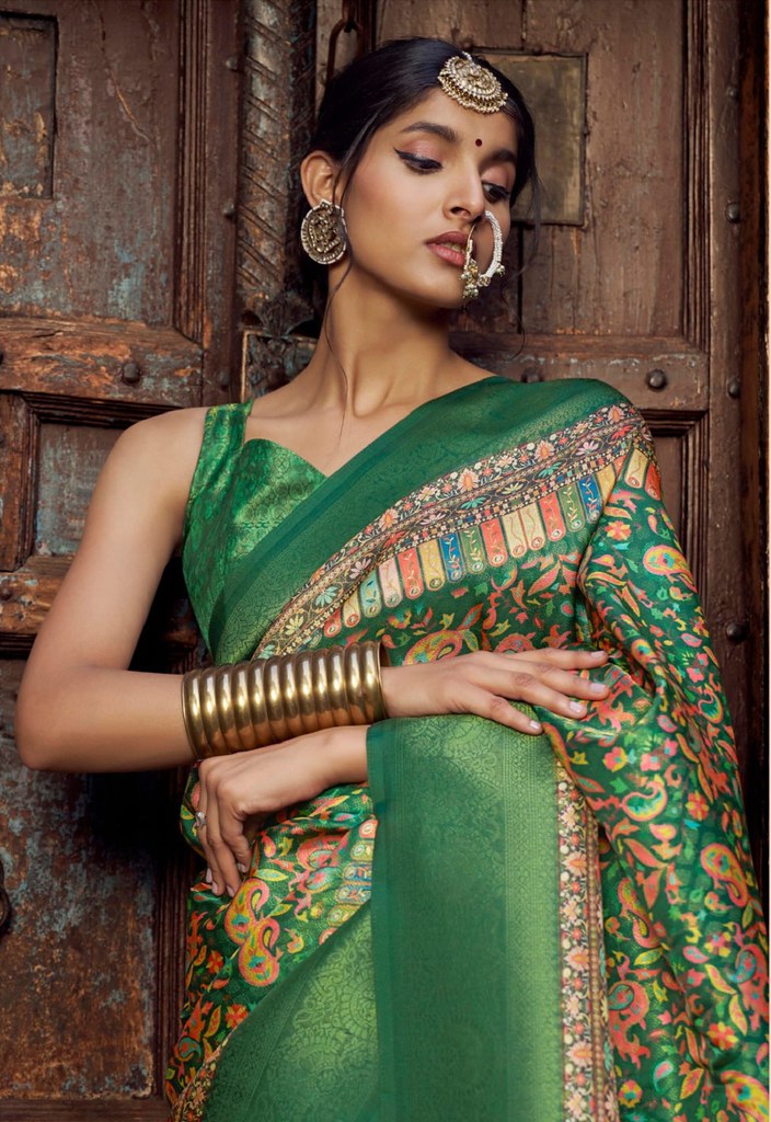 Velour Saree Collection Green