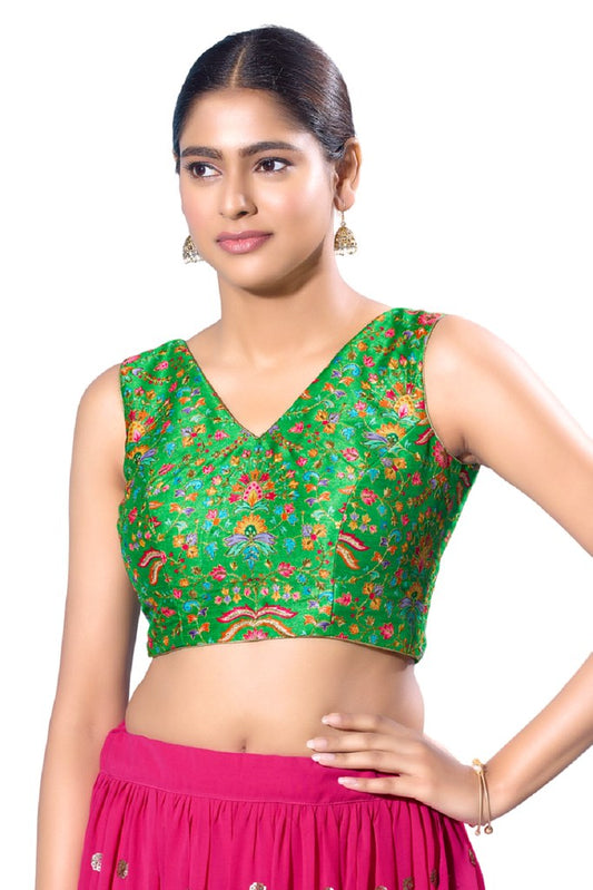 Karigari Blouse Line Green