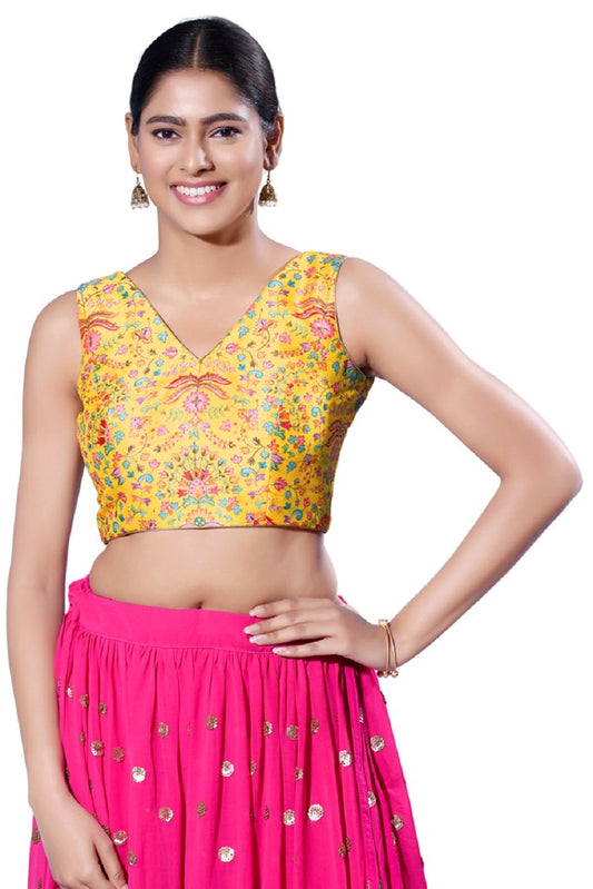 Karigari Blouse Line Yellow