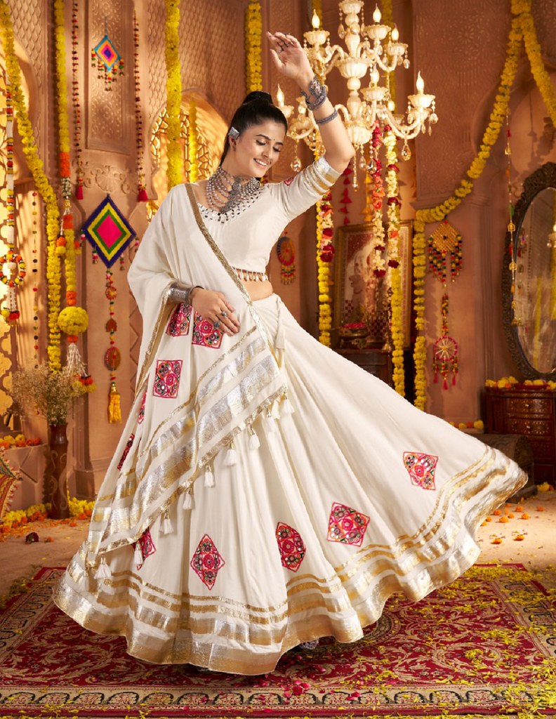 Navrangini Collection White Lehenga Choli