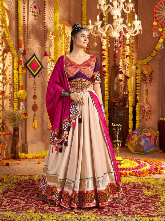 Navrangini Collection Beige Lehenga Choli