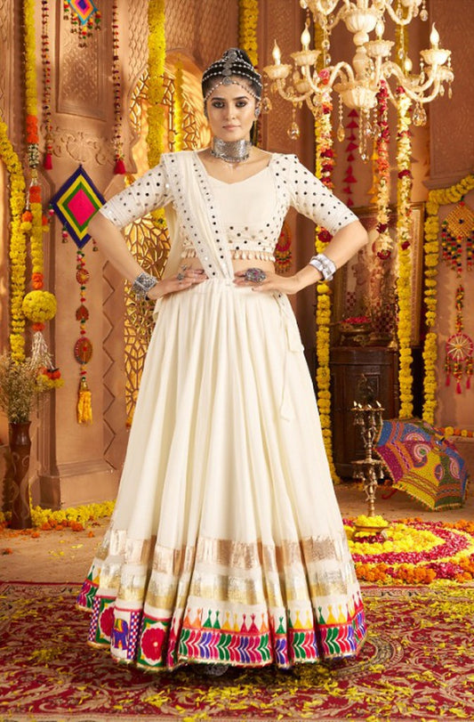 Navrangini Collection White Lehenga Choli