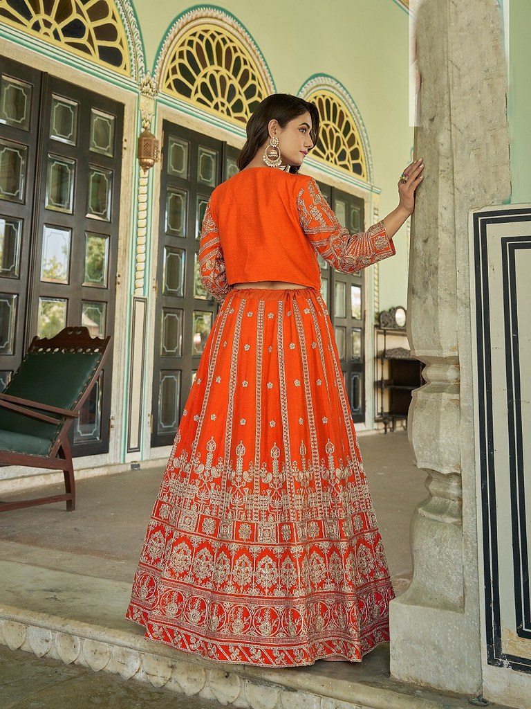Varnika Collection Orange Lehenga Choli