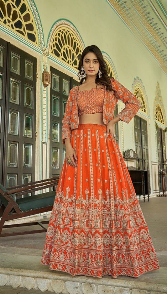 Varnika Collection Orange Lehenga Choli