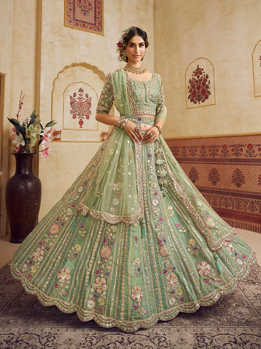 Saaz Collection Green Net Lehenga Choli