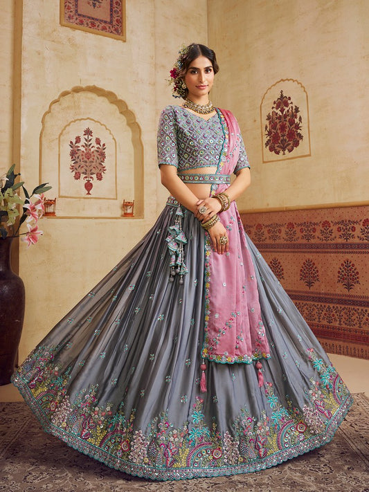 Saaz Collection Grey Lehenga Choli