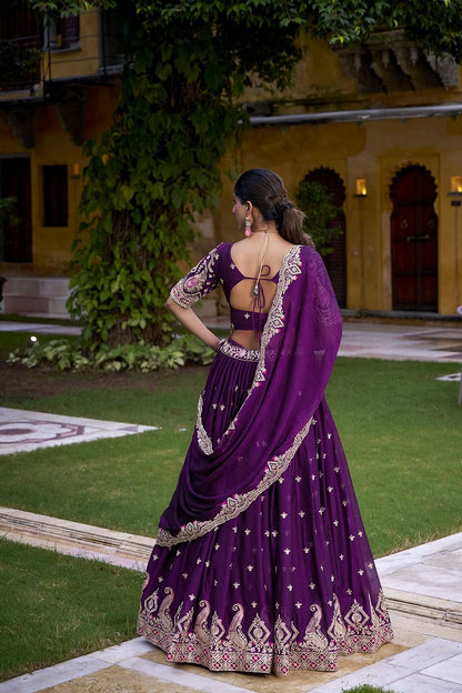 Zarqa Silk Crush Lehenga Purple