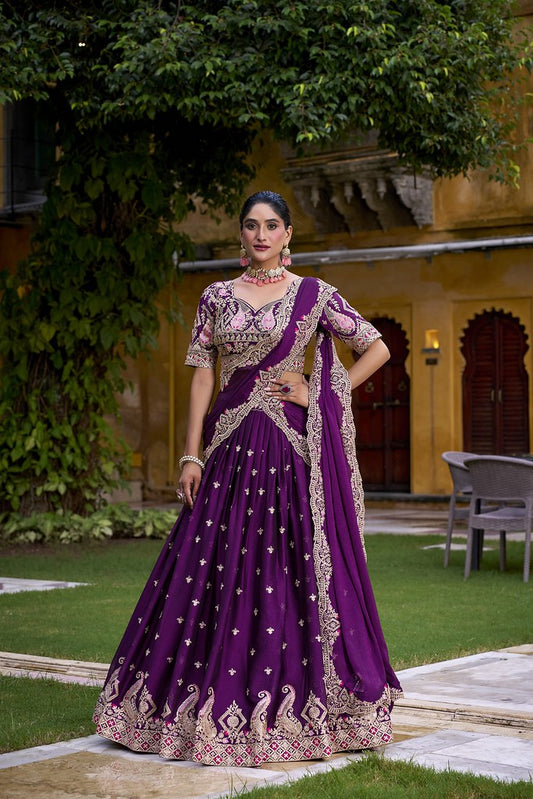 Zarqa Silk Crush Lehenga Purple